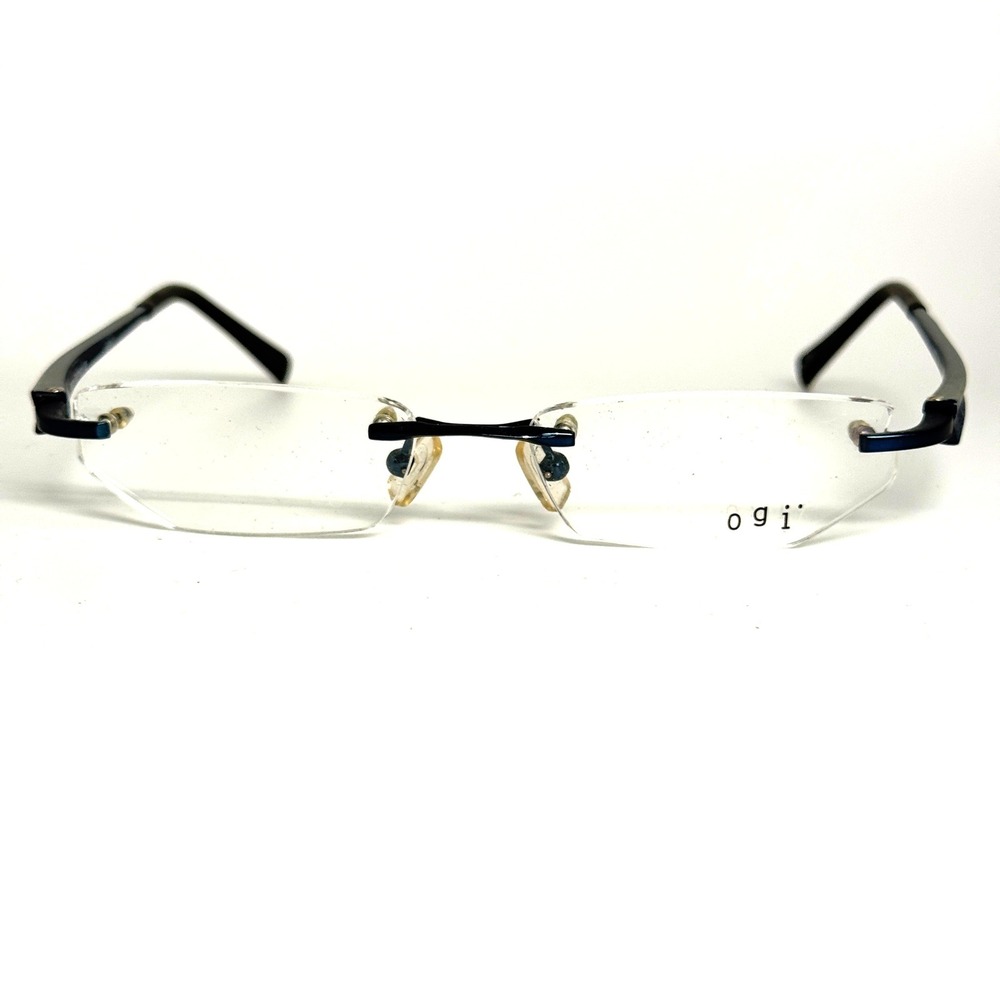Ogi Eyewear Rimless Rectangular Frames‎ Mod 704 Col 70 Blue Black 50-18-140